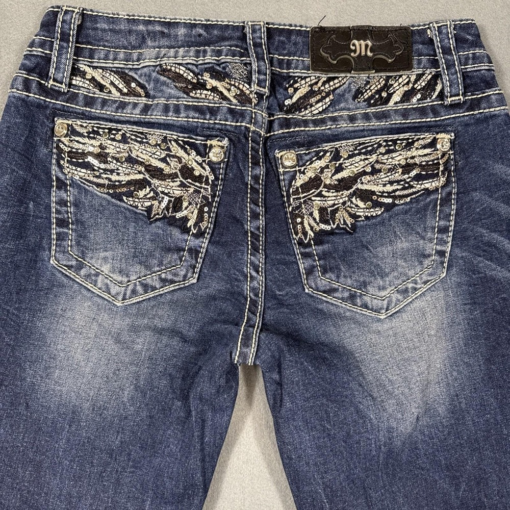 jEANS sKINNY Miss Me wOMAN 27 angel wing embellished studded  distressed bLING